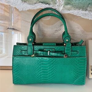 Emerald Crocodile-Embossed Tote Bag